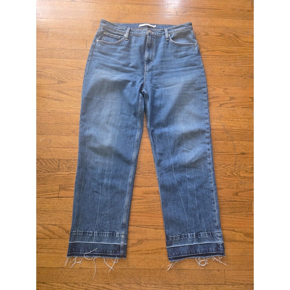 Hudson Womens Remi Moo High Rise Straight Leg Raw Hem Denim Jeans Size 32